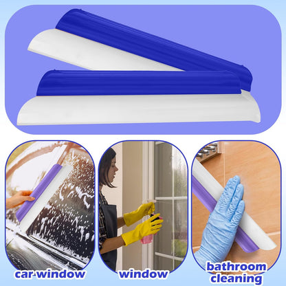 4 Pack 14 inch Car Drying Squeegee Longer Silicone Automotive Water Wiper Flexible Auto T-Bar Rubber Blade for Car Windshield Glass Window Bathroom Shower Squeegees Wash Tool (Yellow)
