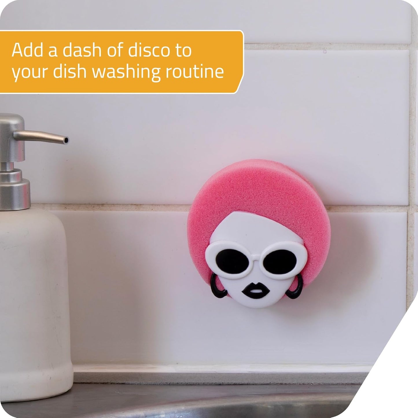 PELEG DESIGN Yogi Sponge Holder, Cute Plastic Sponge Holder for Kitchen Sink with Suction Cup,Dish Sponge Caddy Holder,Dries All Types of Sponges - Sponge Included