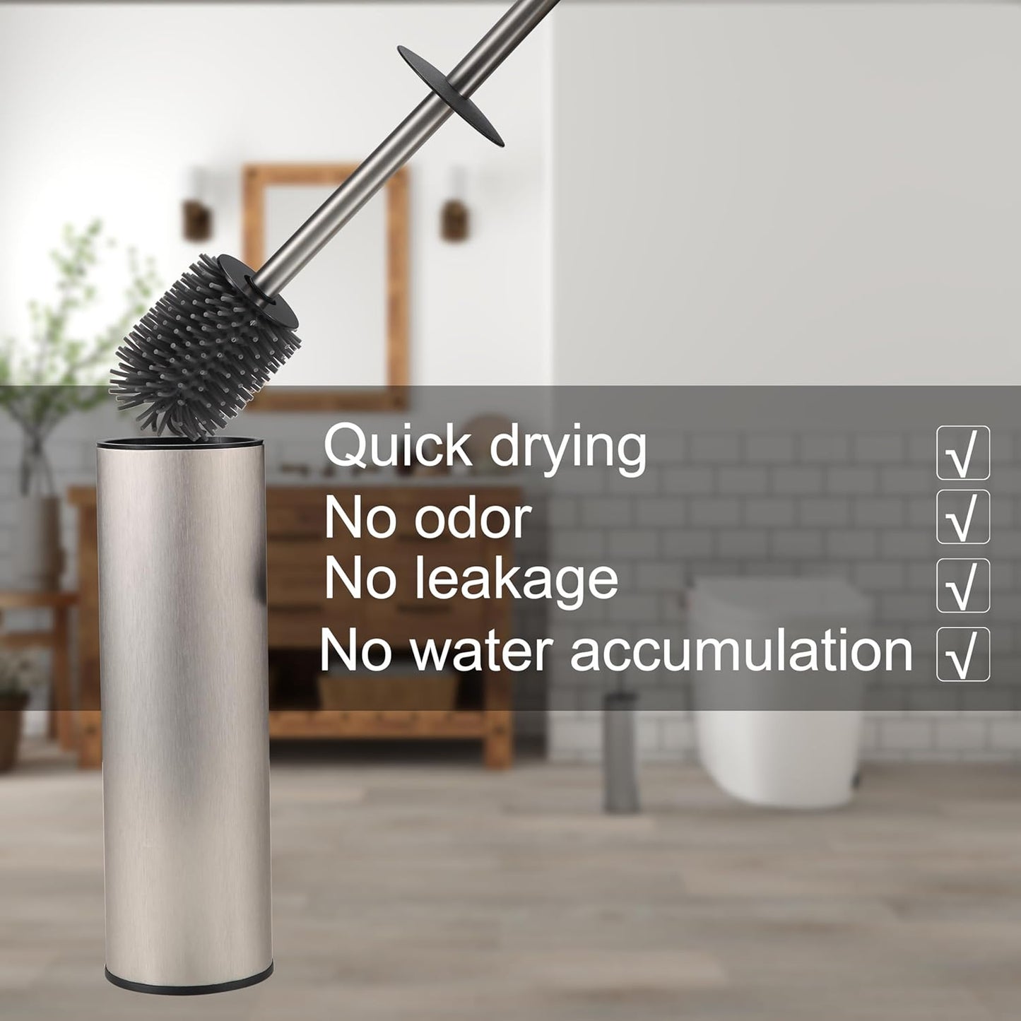 Toilet Brush and Holder Set Premium Material Toilet Bowl Cleaner Free Standing Toilet Bowl Brush and Holder
