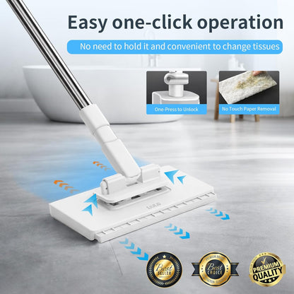 Snap Grip Mini Mop with Cloth Changing, Lazy with Automatic Gripping, Convenient Zero-Touch Set, Portable Self-Squeeze, Small, Easy Cleaning for Home (with 5 Reusable Cloths) (1*mop+5*Cloth)