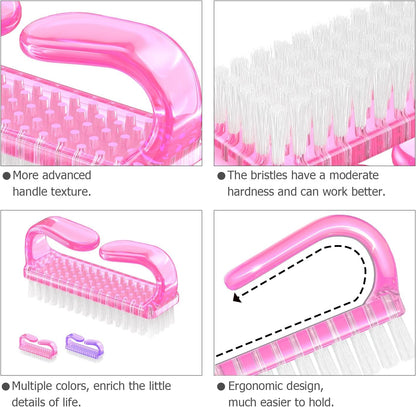 Larbois Handle Grip Nail Brush, Nail Brushes Hand Fingernail Brush Cleaner Scrubbing Kit Pedicure for Toes and Nails Men Women (4 Pack)