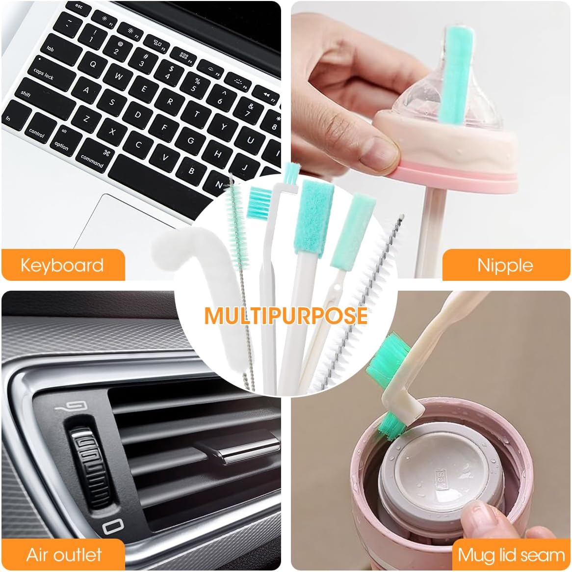 AIEVE Ice Machine Cleaner Brush Sets, 10 Pcs Ice Maker Cleaner Tools Kits with Crevice Cleaning Brush and Scrub Sponge for Countertop Ice Makers