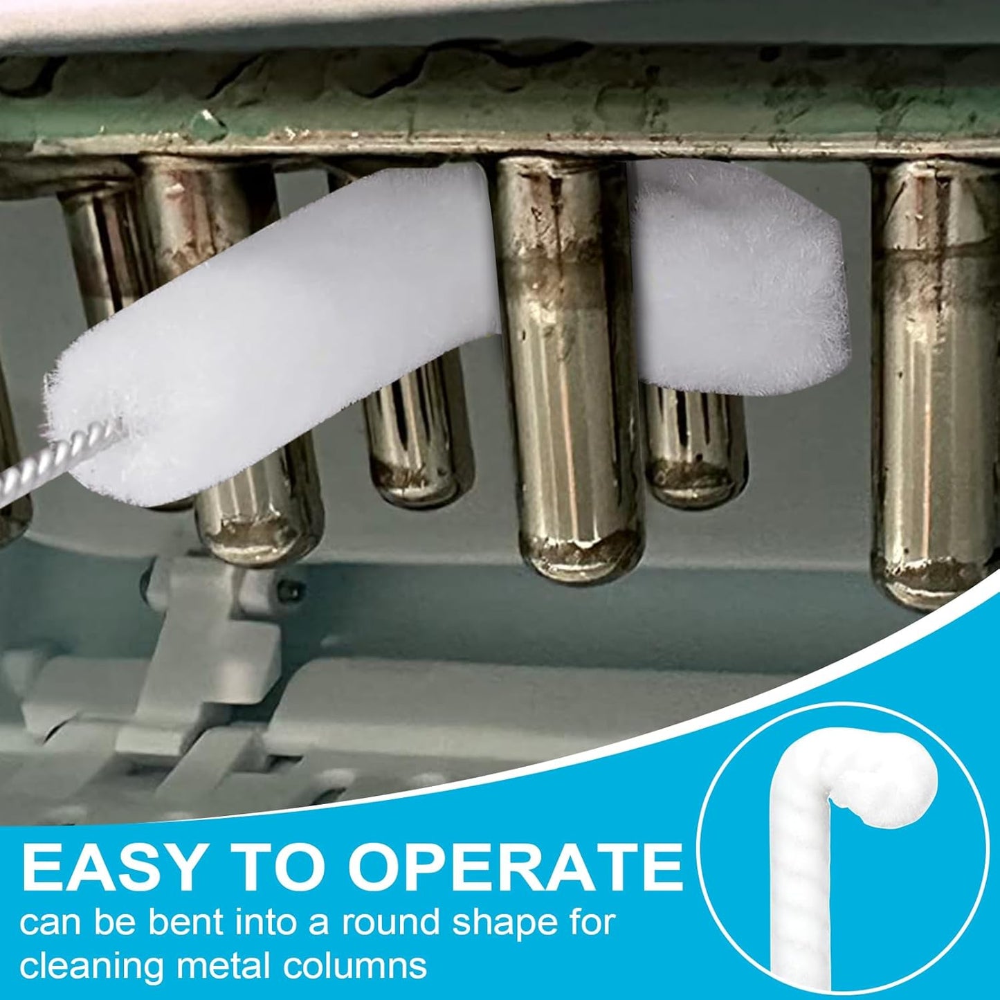 Palksky Ice Maker Cleaning Brush Set, Ice Machine Cleaning Tools - 2Pcs Drain Pipe Brush Nylon Bristles with 8Pcs Crevice Cleaning Brush