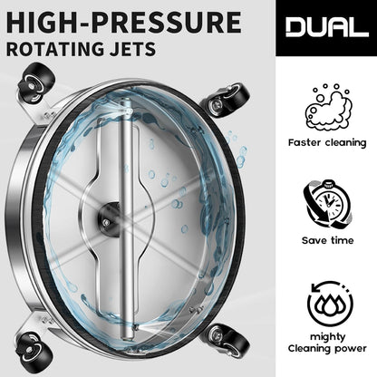 14" Pressure Washer Surface Cleaner with 4 Wheels - Stainless Steel Surface Cleaner for Pressure Washer Attachment for Concrete, Patio, Sidewalk, Deck and Driveways - PWS14