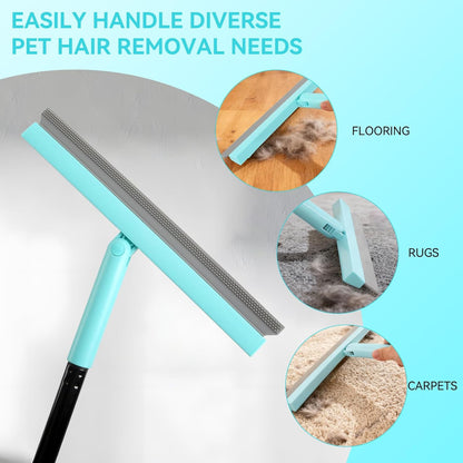 Michao Floor Squeegee with 180° Rotating Head,with Rubber Broom for Carpet Pet Hair Remover,air Broom,for pet Removal Fluff Carpet, Hardwood Floor, Cleans Glass, Fine Dust, Hair, Liquid (Black)
