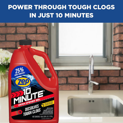 Zep 10 Minute Drain Opener Gel 64 Ounce - ZHCR64NG - Commercial Strength, Fast Acting and Safe for All Pipes