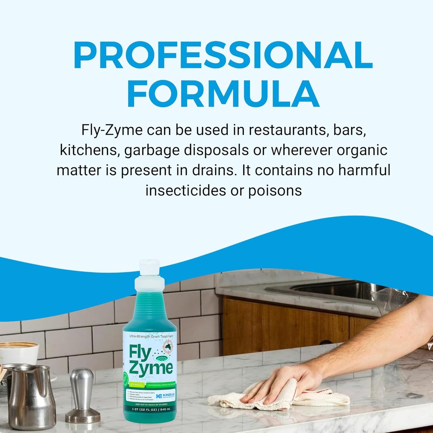 Fly-Zyme, Highly Concentrated Enzyme Drain Cleaner for Pipes, Drain Gel for Fruit Flies, Organic Waste Degrader & Odor Neutralizer, 32 fl oz