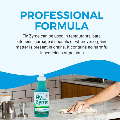 Fly-Zyme, Highly Concentrated Enzyme Drain Cleaner for Pipes, Drain Gel for Fruit Flies, Organic Waste Degrader & Odor Neutralizer, 32 fl oz