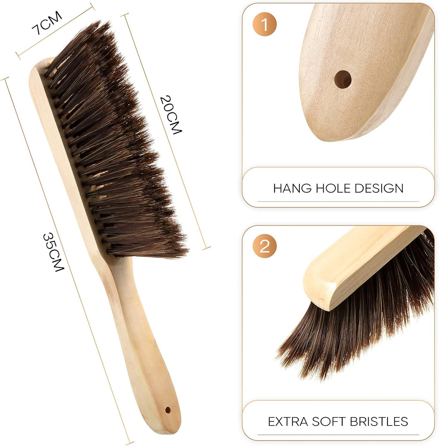 Patelai 2 Pieces Wooden Bench Brushes Fireplace Brush Natural Fiber Bench Soft Bristles Long Wood Handle Dust for Hearth Tidy Car Home Workshop Woodworking(Gray)