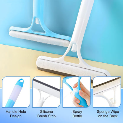 3 in 1 Window Cleaning Scraper, Cleaner Window Squeegee with Sprayer, Squeegee and Scrubber Spray Bottle Window Squeegee for Shower Glass, Mirrors, Car and Home,All-Purpose Window Cleaner Tool(White)