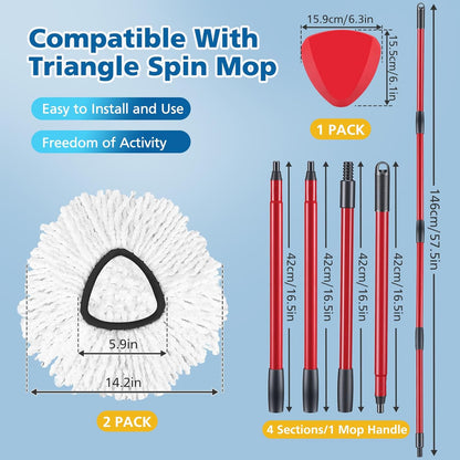 8 Pack RinseClean Spin Mop Replacement Head Refills Compatible with O Ceda RinseClean 2 Tank System, Blue Microfiber Mop Refills for Floor Cleaning