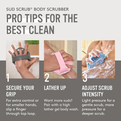 Sud Scrub® Antimicrobial Silicone Body Scrubber, Exfoliating Body Brush for Sensitive Skin, Antibacterial Shower Scrubber for Body, Bathroom Essentials for Men & Women, Charcoal