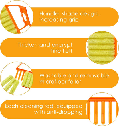 Geiserailie 1 Pcs Window Venetian Blind Cleaner Duster Tool Washable 7 Fingers Dusting Cleaner and Air Vent Shutter Brush Blinds Air Conditioner Fan Duster Dirt Housekeeping Tool (Orange)