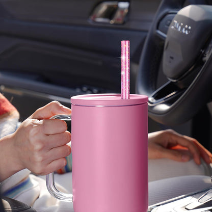NiHome 12-Pack Glitter Replacement Straws for Stanley Tumbler 40OZ & 2 Cleaning Brushes Set, 12" Length BPA-Free Durable PETG Material for Various Beverages & Cups, Adds Sparkle to Your Drinks (Clear)