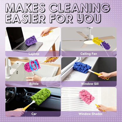 Reusable Duster Refill Compatible with Swiffer, 360 Heavy Duty Duster Refills Only, Washable Duster Pads for Swiffer Duster 3ft 6ft Extended Handle for Cleaning, 12 Pack (Handle is Not Included)
