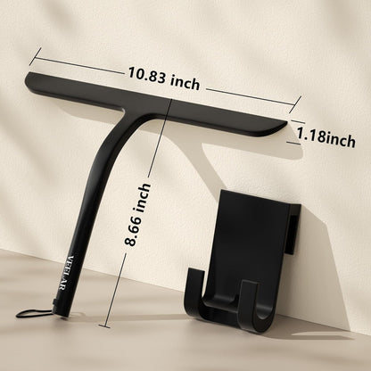 Shower Squeegee for Shower Glass, Bathroom Glass Cleaning Tool with Hook Mount, Squeegee for Glass Doors, Window Cleaning, Tile Shower Walls (White)