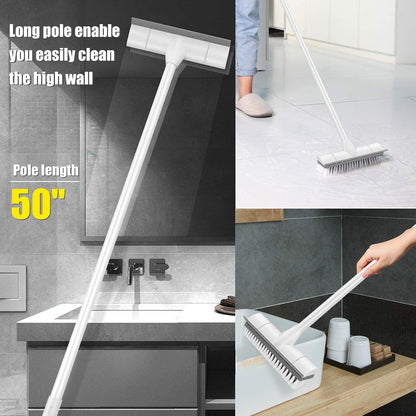BOOMJOY Grout Brush with Long Handle, 57" Grout Cleaner for Tile Floors, Double-Sided with V-Shape Stiff Bristles for Bathroom, Patio, Kitchen, Wall, Corners and Deck