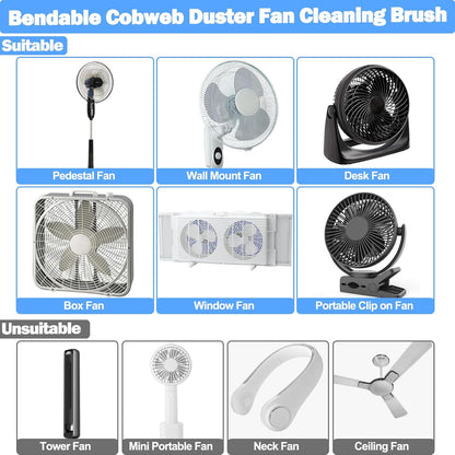 XANGNIER Fan Cleaning Brush Tools Set,6 Pcs Fan Cleaner for Stand up Fan/Desk/Window Exhaust/Box/Oscillating/Standing/Floor/Clip on/Wall/Table/Wall Mount/Pedesta Fan,Bendable Cobweb Duster Remover