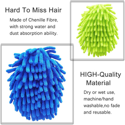 Microfiber Feather Duster,13 Inch Length, with 4 pcs Washable Cloth, Car Duster, Perfect for Cleaning Windows, Tables, Cars,Furniture, Keyboards, Fans, Screens,Mirrors
