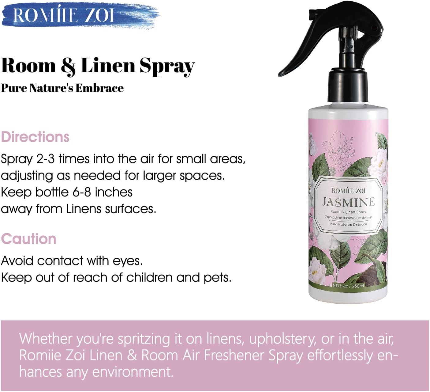 ROMIIE ZOI Room Spray Lemon, Air Freshener Spray Made with Natural Plant Extract, Scented Room Spray for Home Fragrance Fabric Spray Freshener 8.5 FL OZ