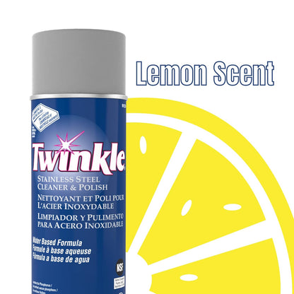 Diversey 991224 Twinkle Stainless Steel Cleaner & Polish, Removes Tarnish from Brass, Aluminum & Chrome, Lemon Scent, Aerosol Spray, 17-Ounce