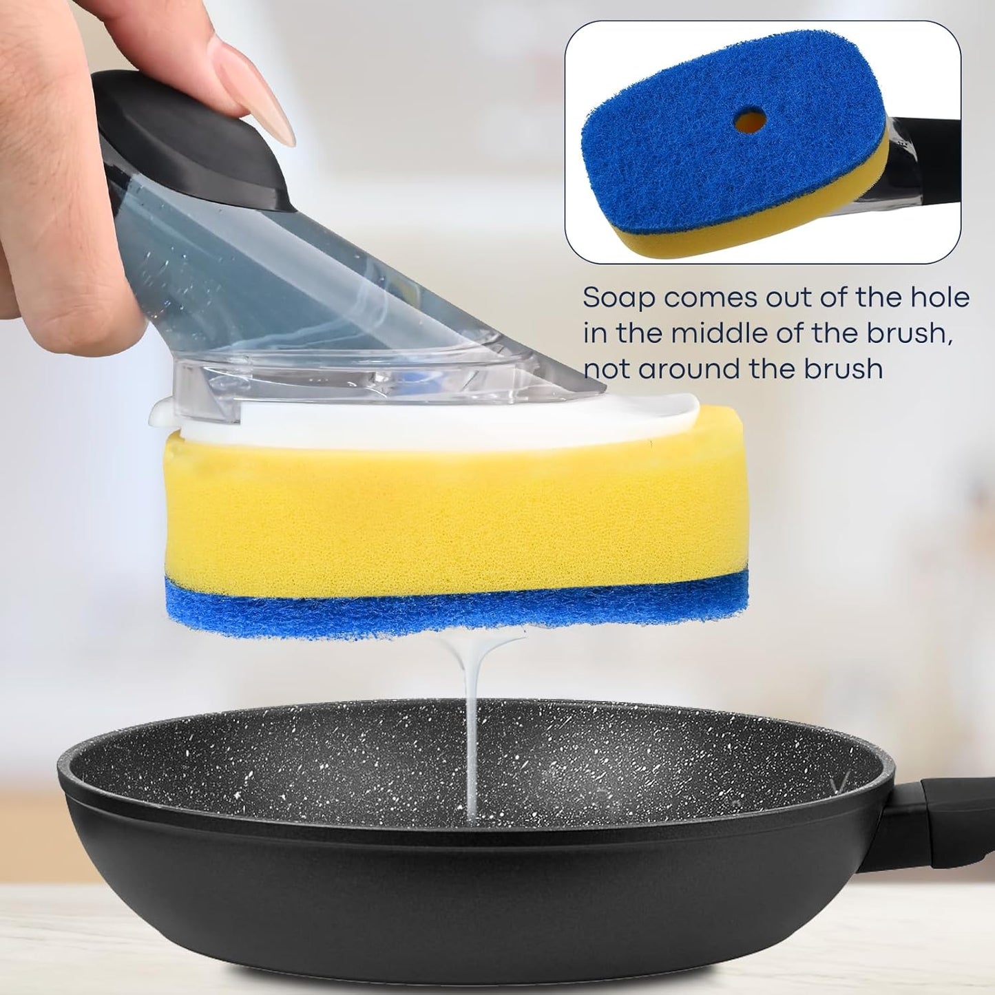 Sponge Brush Refills for OXO Dish Brush, 8 Pack Soap Dispensing Dish Refills, Scrub Replacement Head for Scrubber, Sponge Replacement Head Fits Soap Dispensing Handle