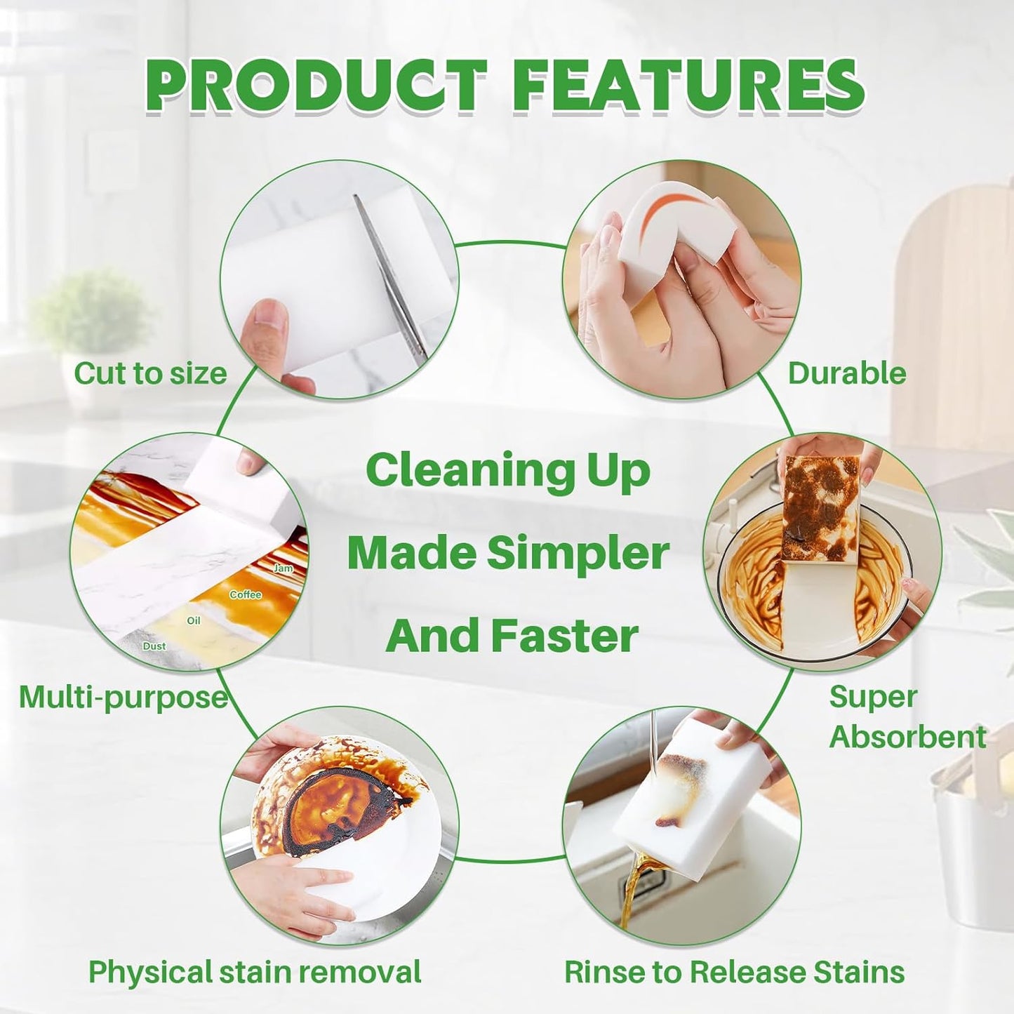Glass Cooktop Cleaner Sponge, 10 Pack GRS Certified Stove Top Cleaner 2X Density Magic Melamine Sponge Eraser, Extra Durable & Long Lasting, for Kitchen Glass Marble Ceramics Top Daily Cleaning