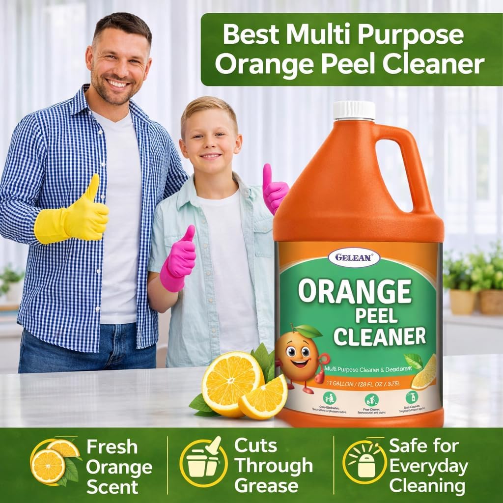 orange peel Multi Purpose Cleaner & Deodorant - Floor Cleaner (Made in USA) | Tile, Stone, Laminate, Vinyl & Natural Wood Floor Cleaner for Mopping, Cleaner Refill for Commercial Use, 1 Gal.