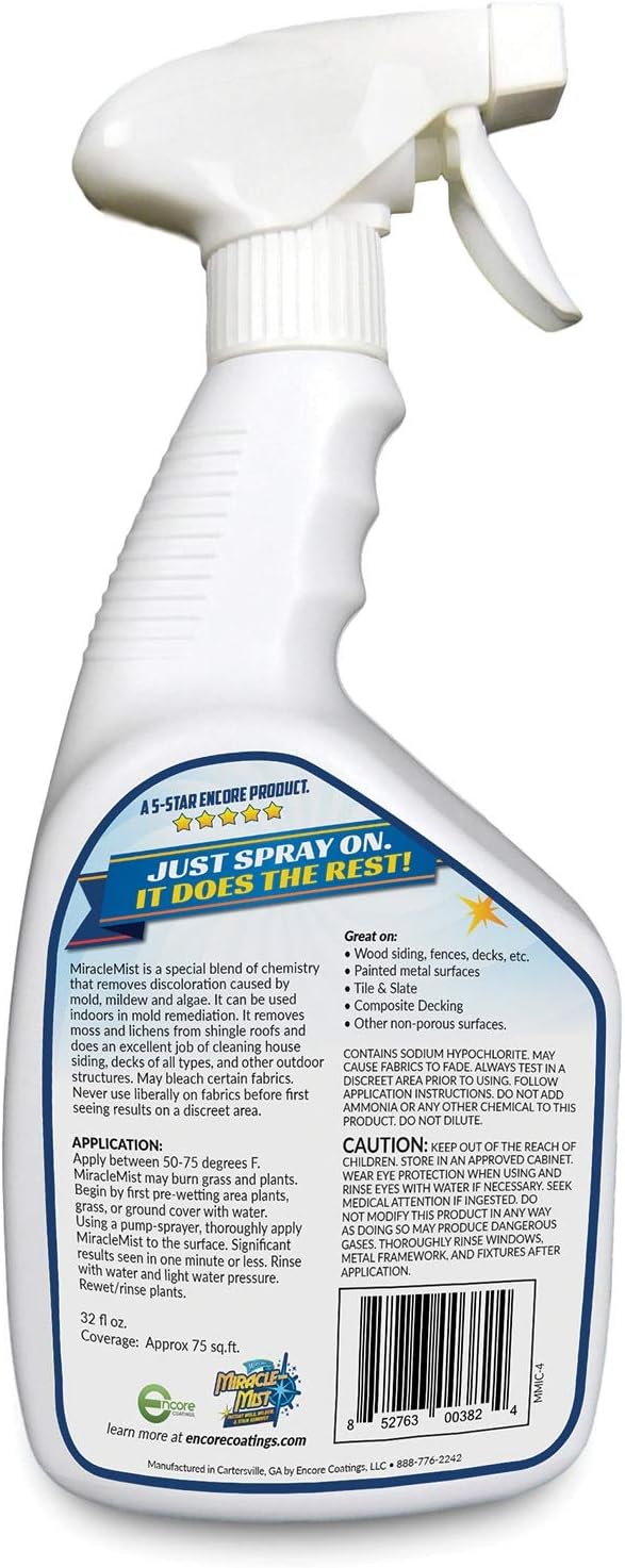 MiracleMist Instant Cleaner for Indoor and Outdoor Use, 32 oz | 2 Pack (64 OZ Spray)