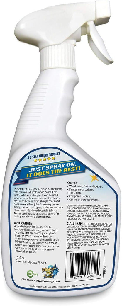 MiracleMist Instant Cleaner for Indoor and Outdoor Use, 32 oz | 2 Pack (64 OZ Spray)