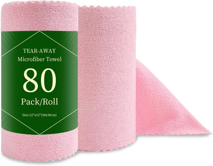 80 Pack Microfiber Cleaning Cloth Roll Reusable Paper Towels 12"x12" Tear Away Cloth, Microfiber Towels for Cars, Wash Cloths, Lint Free Dark Grey Rags for House, Kitchen,Window,Cleaning Supplies