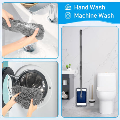 Wall Cleaner Mop with Long Handle, Wall Dust Cleaning Mop for Washing Walls with 2 Microfiber Reusable Pads,Floor Dry Wet Dust Mops for Wall Washer, Floor,Ceiling Cleaner