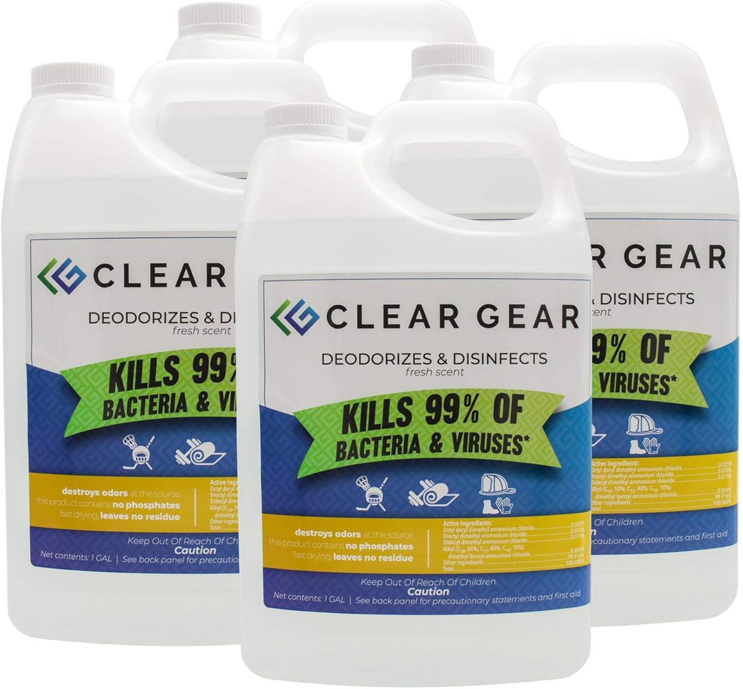 Clear Gear Disinfectant Cleaner, and Deodorizer For Sports Equipment, Gyms, and Fitness Centers - EPA-Registered, Hospital Grade, Made in USA - 1-Pack of 32 Oz Bottle Disinfecting Spray