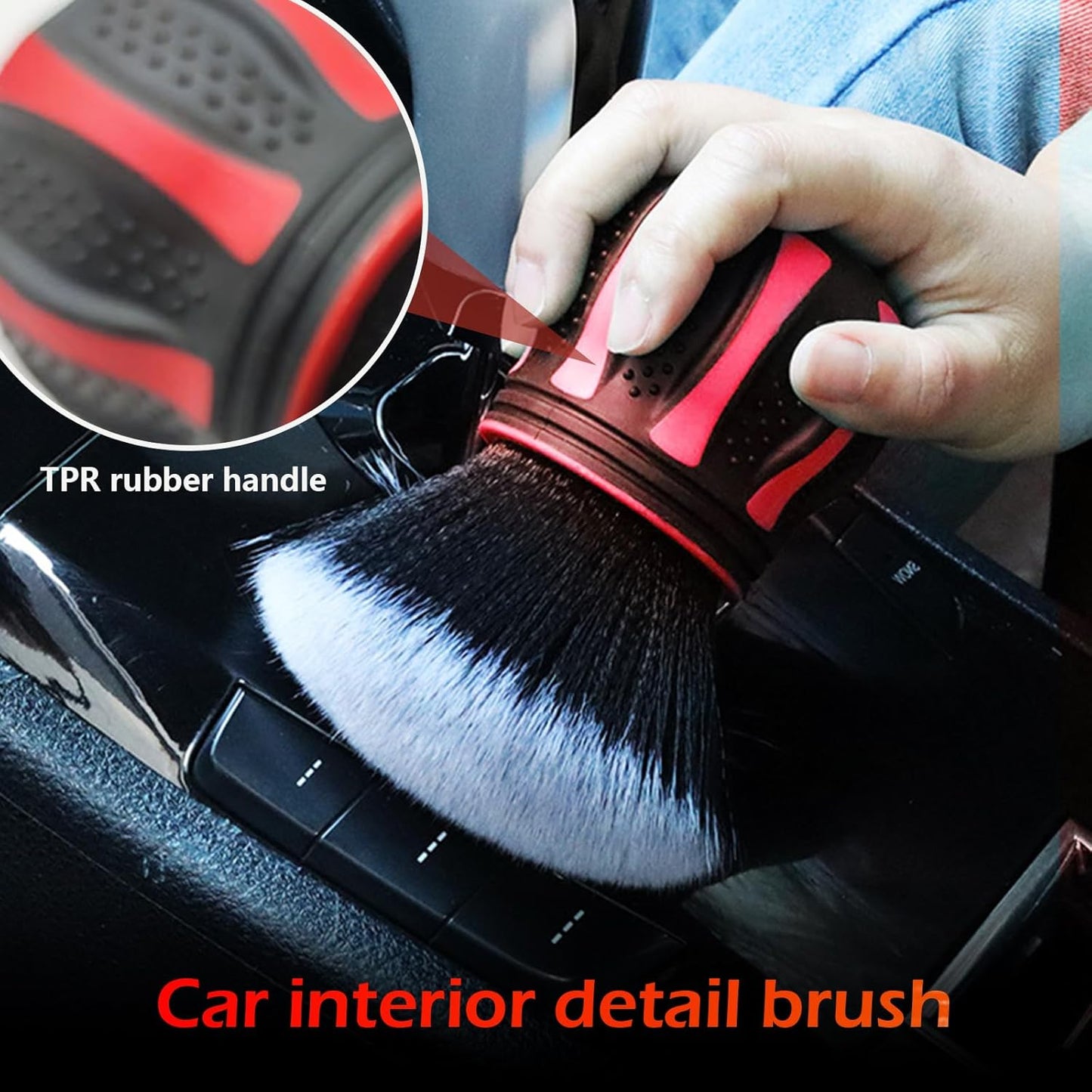 Car Detailing Brush, Ultra Soft Tire Shine Brush with Storage Rack, Interior Cleaning Tool, Universal Beauty Tools for Most Cars (Blue)