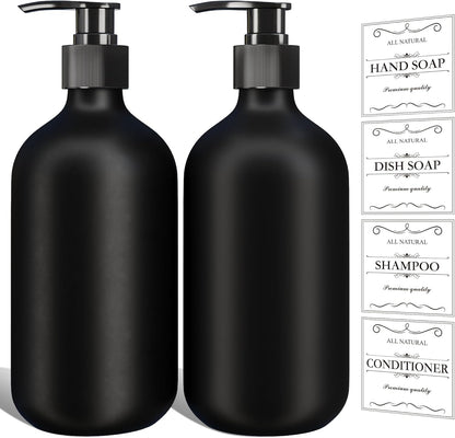 Kzeirm Green Soap Dispenser, Dish & Hand Soap Dispenser Set for Bathroom & Kitchen, Refillable Pump Bottle Dispenser, Plastic Empty Soap and Lotion Dispenser for Liquid, 2 Pcs
