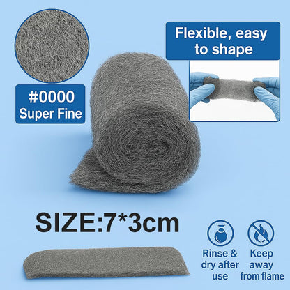 Steel Wool #0000 Grade Pads, 36 Pack – Flexible Cut to Size Wire Wool for Glass Shower Door Hard Water Removal, Chrome & Stainless Steel Polishing, Weep Hole Gap Filler, Mice Control & Rodent Barrier