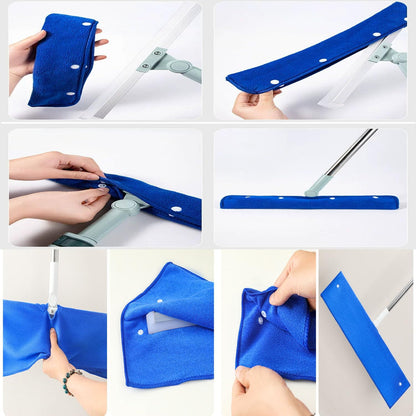 2 Pack Squeegee Broom to Baseboard Cleaner Tool Adapter Converter Floor Squeegee Cover Wrap Mop Sweeping Cloth for Magic Broom 17'' 23'' Rubber Garage Shower Floor Squeegees Broom Scrubber