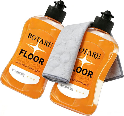 Floor Cleaner Liquid for Mopping, Household Deep Cleaning Solution for Wood,Hardwood,Tile,Laminate,Marble & Porcelain & Bathroom,Orange Scent,17.6 Fl Oz Each(1 Bottle+1 Cleaning Cloth)