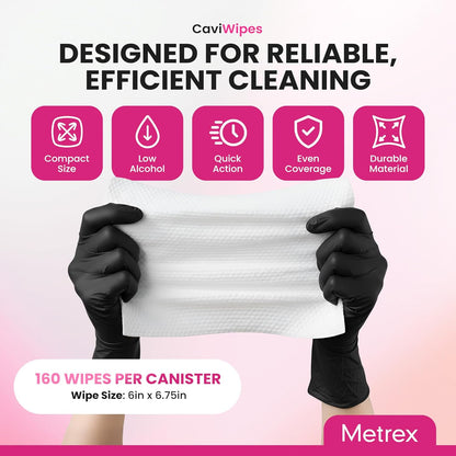 Metrex CaviWipes1 XL Surface Disinfectant Towelettes – Durable Non-Woven Disinfecting Wipes for Hard, Non-Porous Surfaces, Pre-Saturated with CaviCide1 – 9" x 12", 65 Wipes per Canister (Pack of 1)