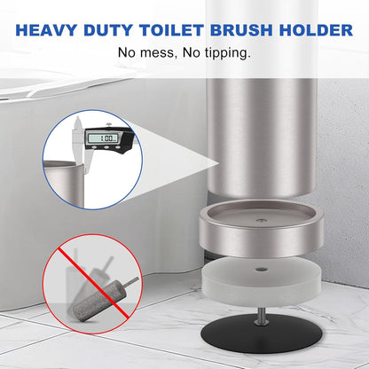 Toilet Brush and Holder Set: 304 Stainless Steel Heavy Duty Toilet Bowl Brush and Holder with Removable Inner Bowl and Splash Protection, Modern Long Handle Bathroom Cleaning Tool