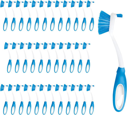 Dish Brush Scrubber for Kitchen, 2 Pack, by LOLA, Has Stiff Bristles & Food Scraper, Comfort No-Slip Grip Handle, Safe for Non-Stick & Coated Cookware