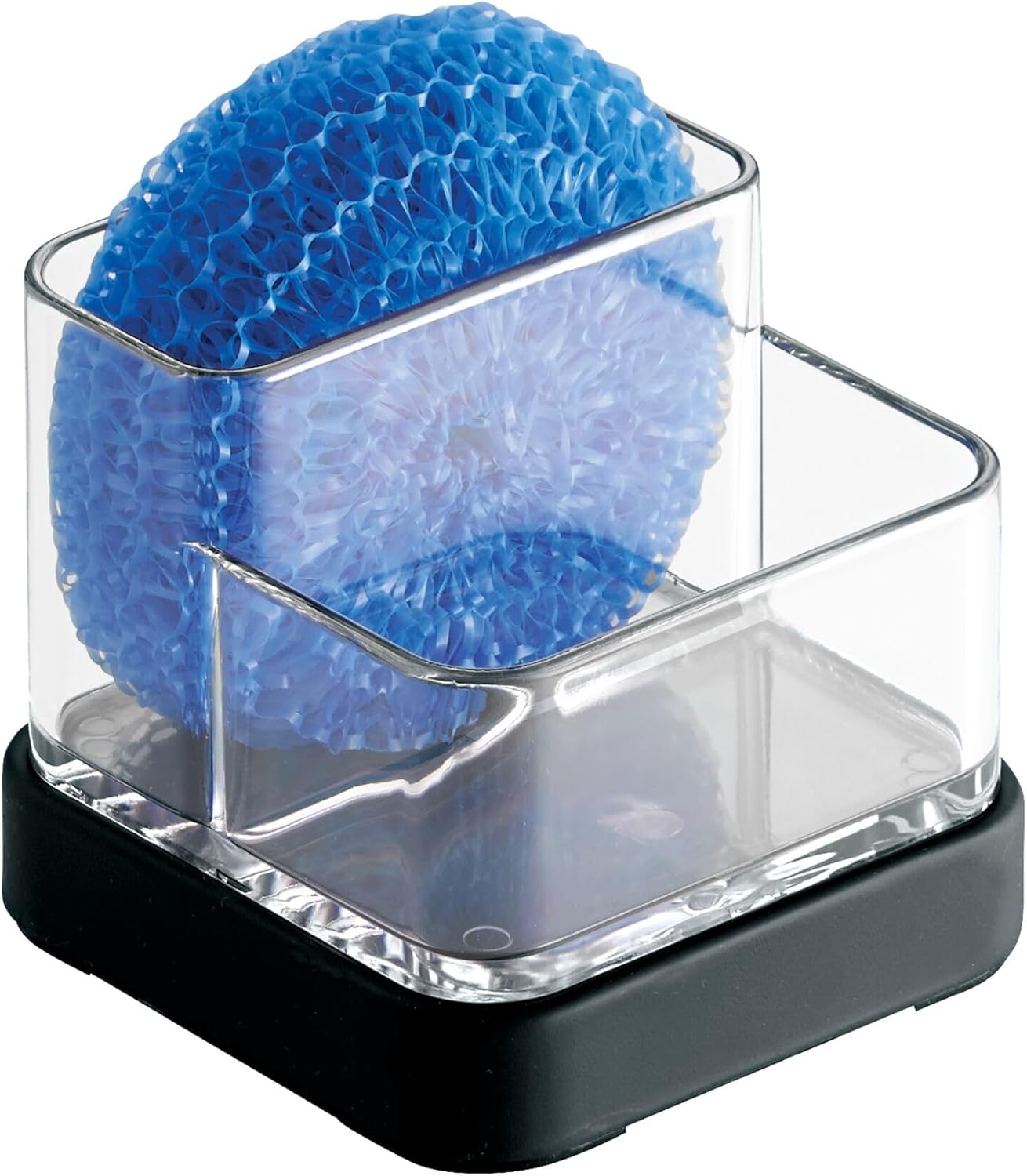 iDesign Forma BPA-Free Plastic Soap and Sponge Sink Organizer Caddy - 6" x 3.5" x 8.25", Clear/Matte Black