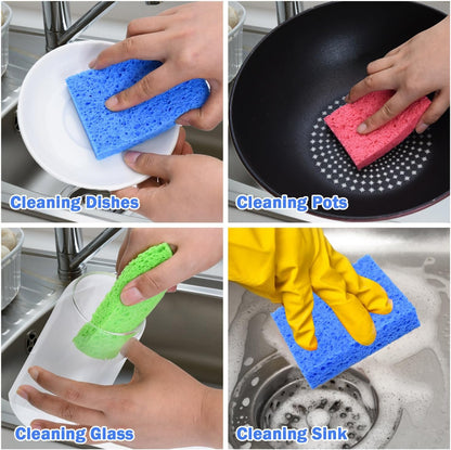 YoleShy 48 Pack Sponges Kitchen Natural Compressed Cellulose Sponges Durable Dish Sponge for Cleaning & DIY Reusable