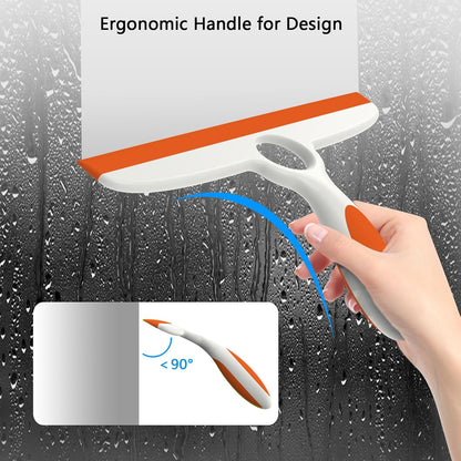 Shower Squeegee for Glass Doors & Walls - 10" Squeegee with Adhesive Hook - Pack of 2/Gray