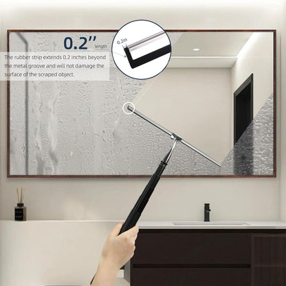 12-51’’ Telescopic Window Squeegee for High Windows, 2-in-1 Window Cleaning Kit with Extra Silicone Blade & Hook, Professional Squeegee for Shower Glass Doors (Window Squeegee for Home)