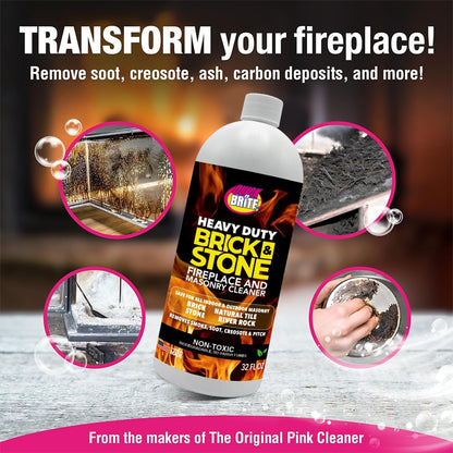 Quick 'n Brite Fireplace Gel Cleaner for Brick, Stone, Rock, Tile, and Marble, Nonabrasive Fireplace Cleaner, Made in the USA, 16 oz