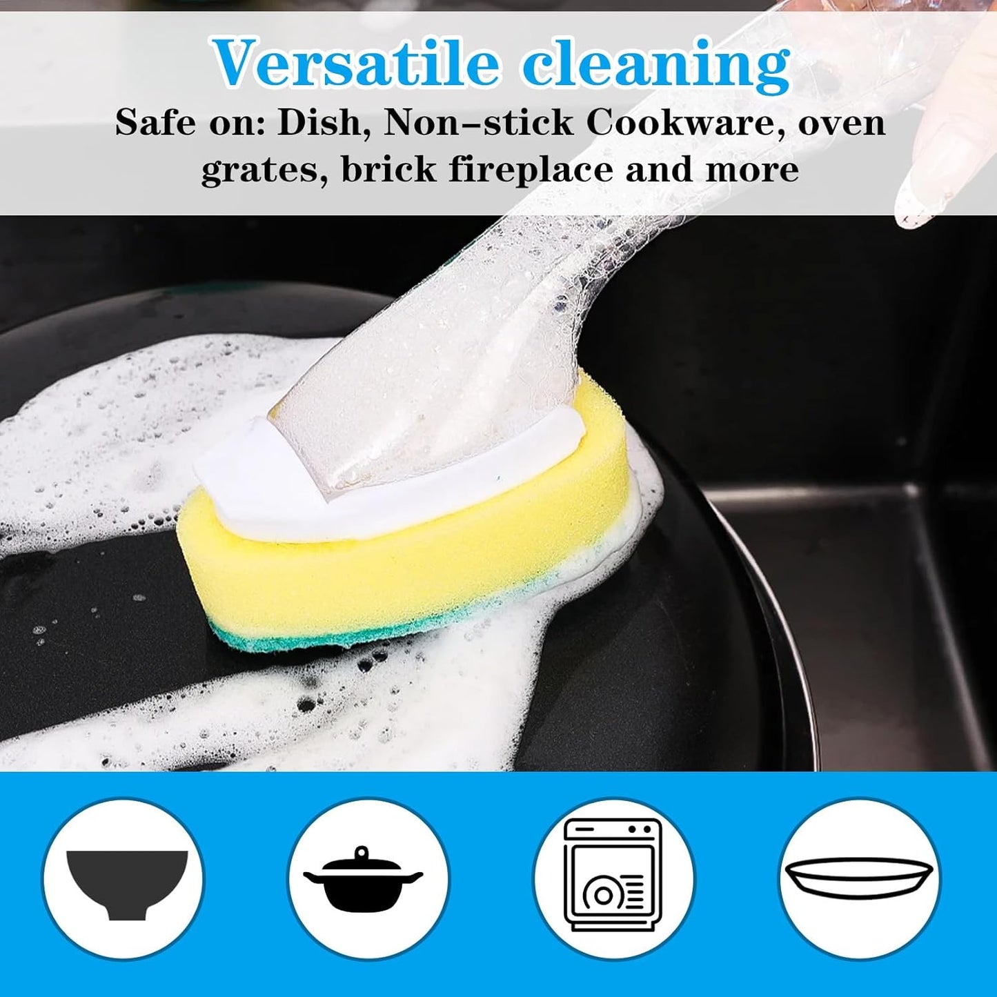 6Pcs Dish Wand Sponge Refills Dishwasher Sponge Dishwand Refills Scrubber Sponges Non Scratch Head Replacement for Dish Wand Heavy Duty Soap Dispenser Scrubber Pads for Kitchen Cleaning