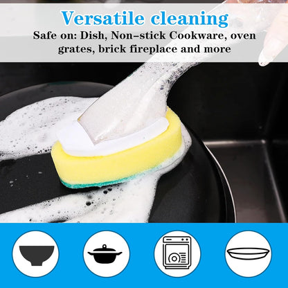 6Pcs Dish Wand Sponge Refills Dishwasher Sponge Dishwand Refills Scrubber Sponges Non Scratch Head Replacement for Dish Wand Heavy Duty Soap Dispenser Scrubber Pads for Kitchen Cleaning