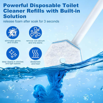 64Pcs Toilet Wand Refills for Clorox, Disposable Toilet Bowl Cleaners Scrubber, 5X Cleaning Power Upgrade Formula Disposable Toilet Bowl Wand Refills Compatible with Clorox and the Most Toilet Brushes