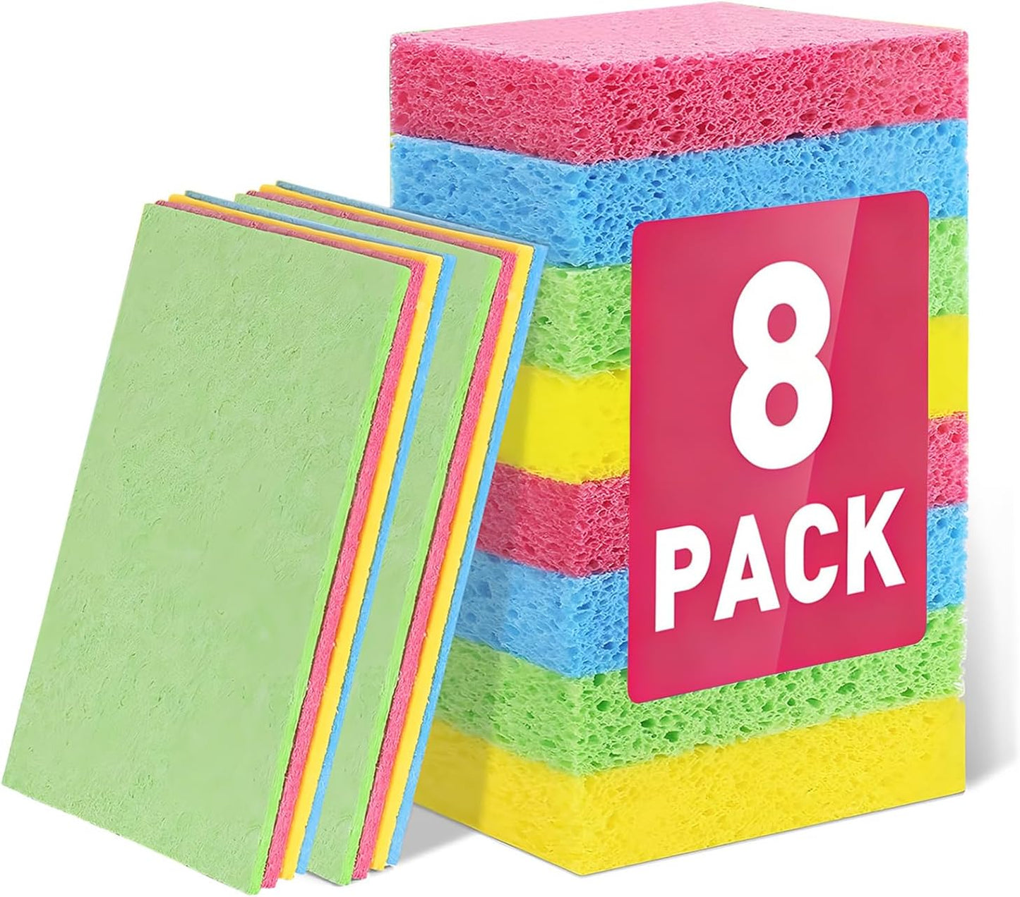 Kitchen Sponges Compressed Cellulose Sponge, Non Scratch Natural Dish Sponge for Kitchen Cleaning Sponges for Dishes Bathroom Cars Pop-up Cleaning Sponge,16 PCS